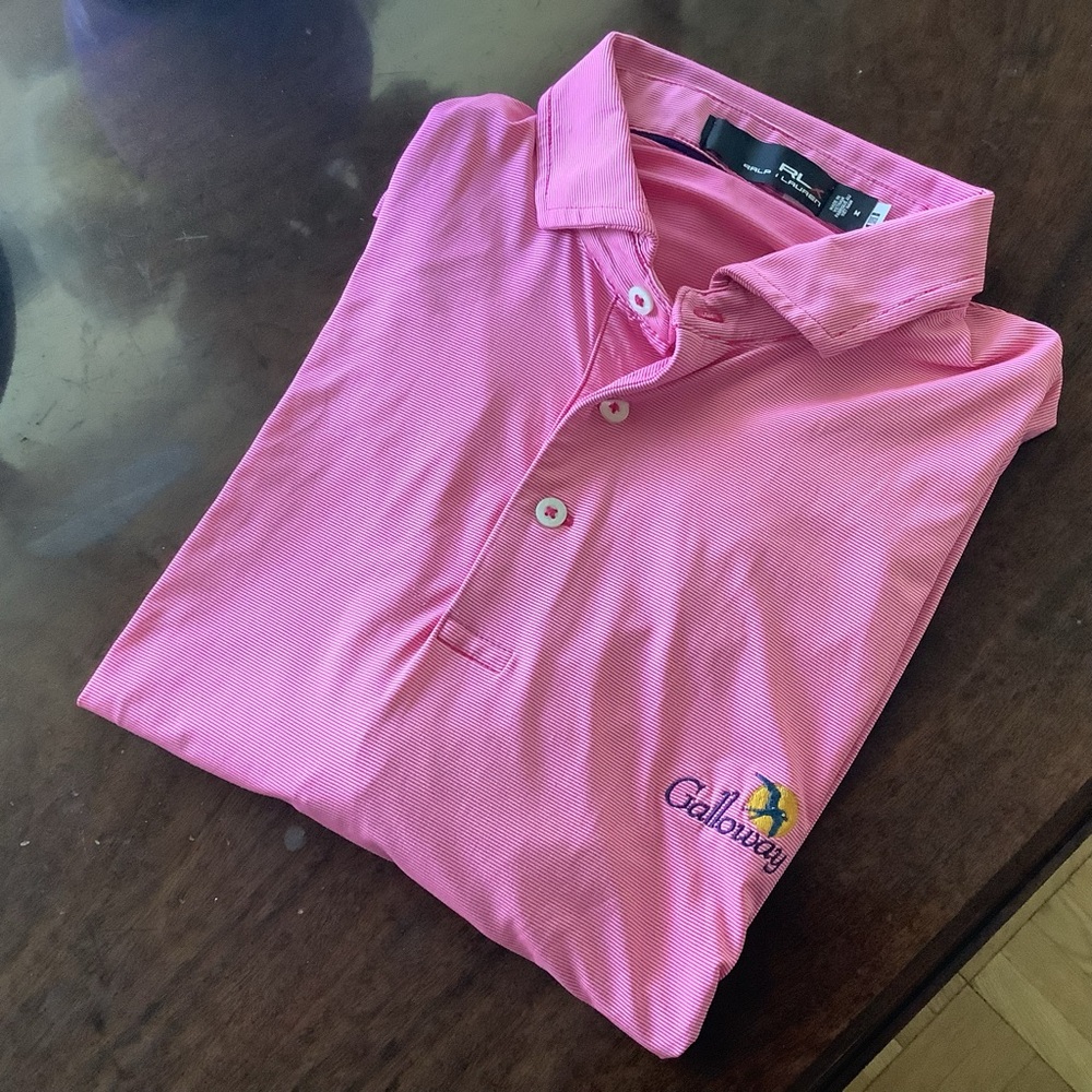 RLX Ralph Lauren Performance Red/White Stripe Golf Polo - Size Medium